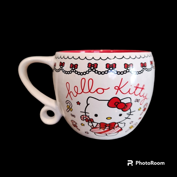 New Hello Kitty Christmas Candy Cane Large Size Coffee Mug - Picture 2 of 5